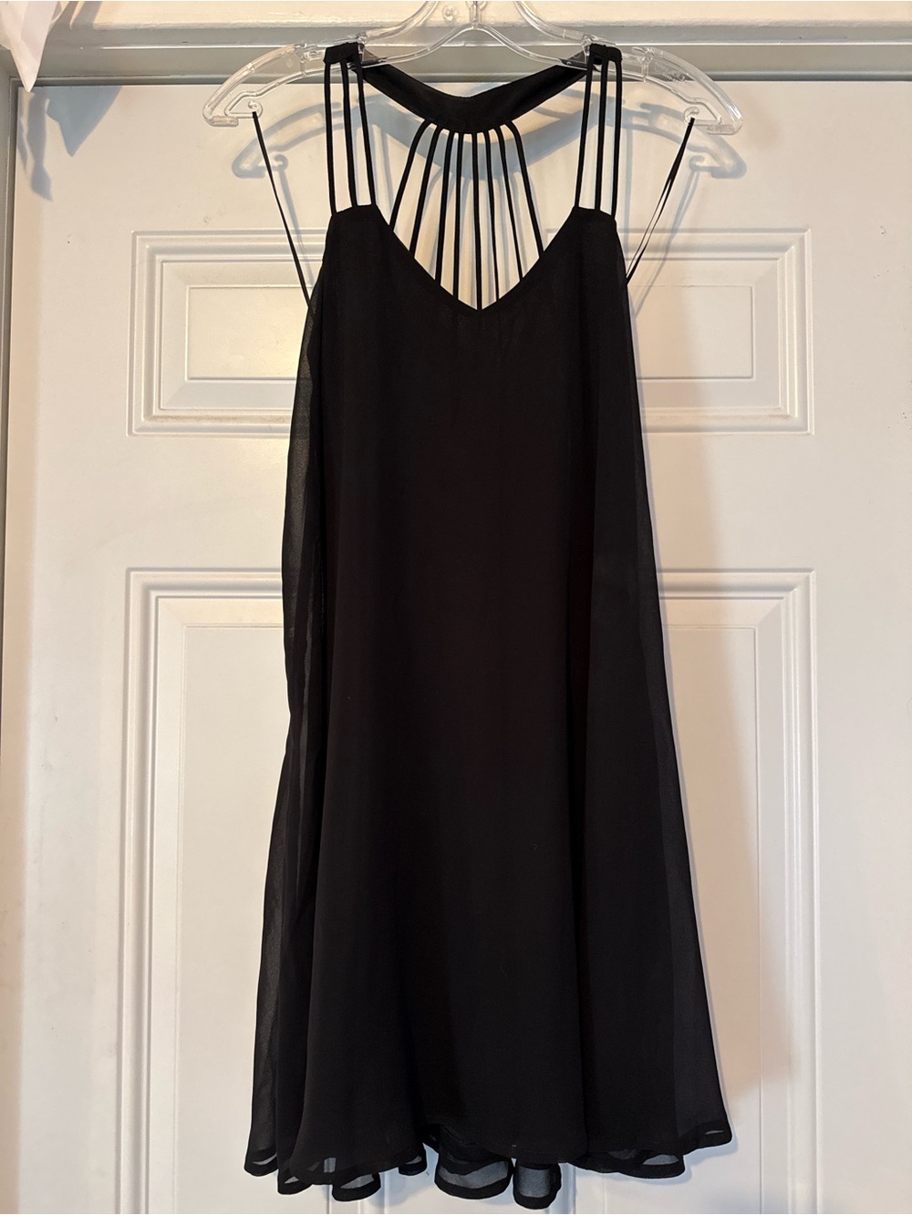 Express Black Strappy Open Back Dress XS Flowy Chiffon Mini